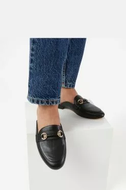 Dune London Black Glowin Backless Snaffle Trim Shoes -Style Sole Zone T87918s5