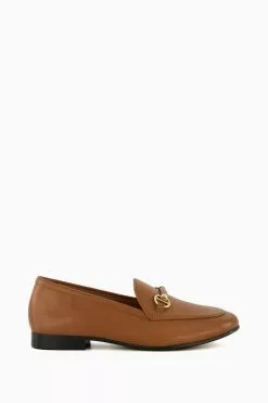 Dune London Brown Wide Fit Grandeur Snaffle Slim Sole Loafers