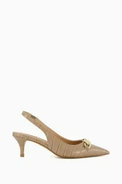 Dune London Natural Current Chain Front Slingback Court Shoes