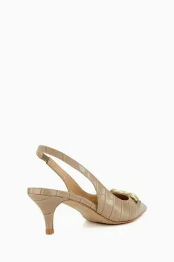 Dune London Natural Current Chain Front Slingback Court Shoes -Style Sole Zone U11367s3
