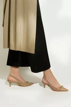 Dune London Natural Current Chain Front Slingback Court Shoes -Style Sole Zone U11367s6