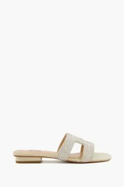 Dune London Silver Loupe Smart Slider Sandals