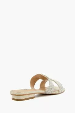 Dune London Silver Loupe Smart Slider Sandals -Style Sole Zone U11370s3
