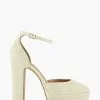 Dune London Cream Contest Platform Open Court Shoes -Style Sole Zone U11374s