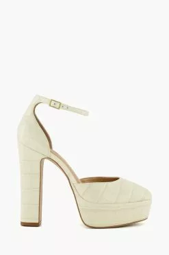 Dune London Cream Contest Platform Open Court Shoes