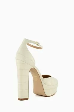 Dune London Cream Contest Platform Open Court Shoes -Style Sole Zone U11374s3
