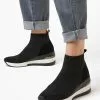 Dune London Black Wf Engel Sock Boot Wedge Trainers