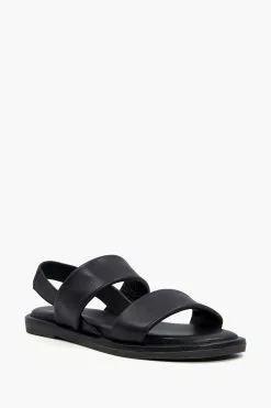 Dune London Black Laude Cushion Comfort Flat Sandals -Style Sole Zone U24675s3