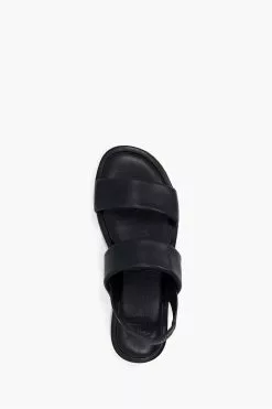 Dune London Black Laude Cushion Comfort Flat Sandals -Style Sole Zone U24675s4