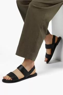 Dune London Black Laude Cushion Comfort Flat Sandals -Style Sole Zone U24675s5