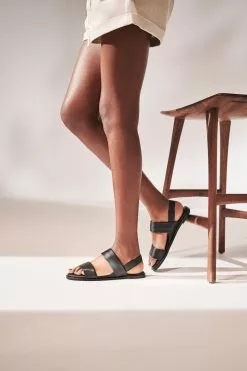 Dune London Black Laude Cushion Comfort Flat Sandals -Style Sole Zone U24675s6