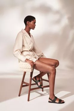 Dune London Black Laude Cushion Comfort Flat Sandals -Style Sole Zone U24675s7