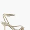 Dune London Gold Maximum Tubular Mid Heel Sandals -Style Sole Zone U25084s