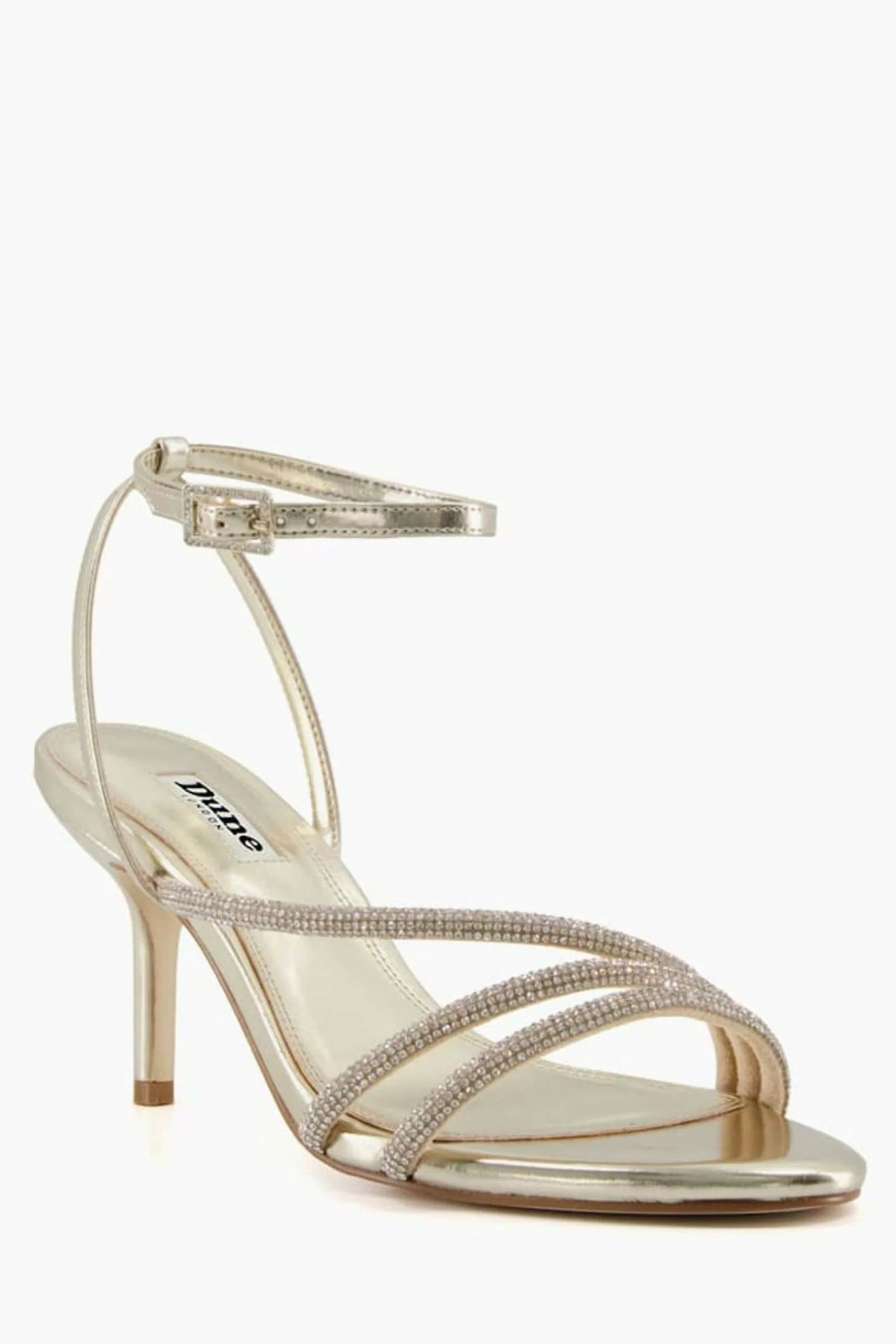 Dune London Gold Maximum Tubular Mid Heel Sandals 4 Dune London Gold Maximum Tubular Mid Heel Sandals - Image 2