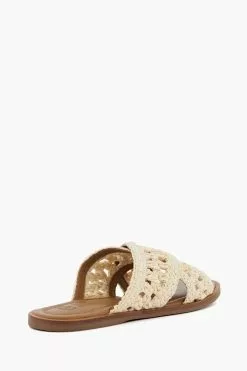 Dune London Natural Level Crochet Flat Sandals -Style Sole Zone U30995s3