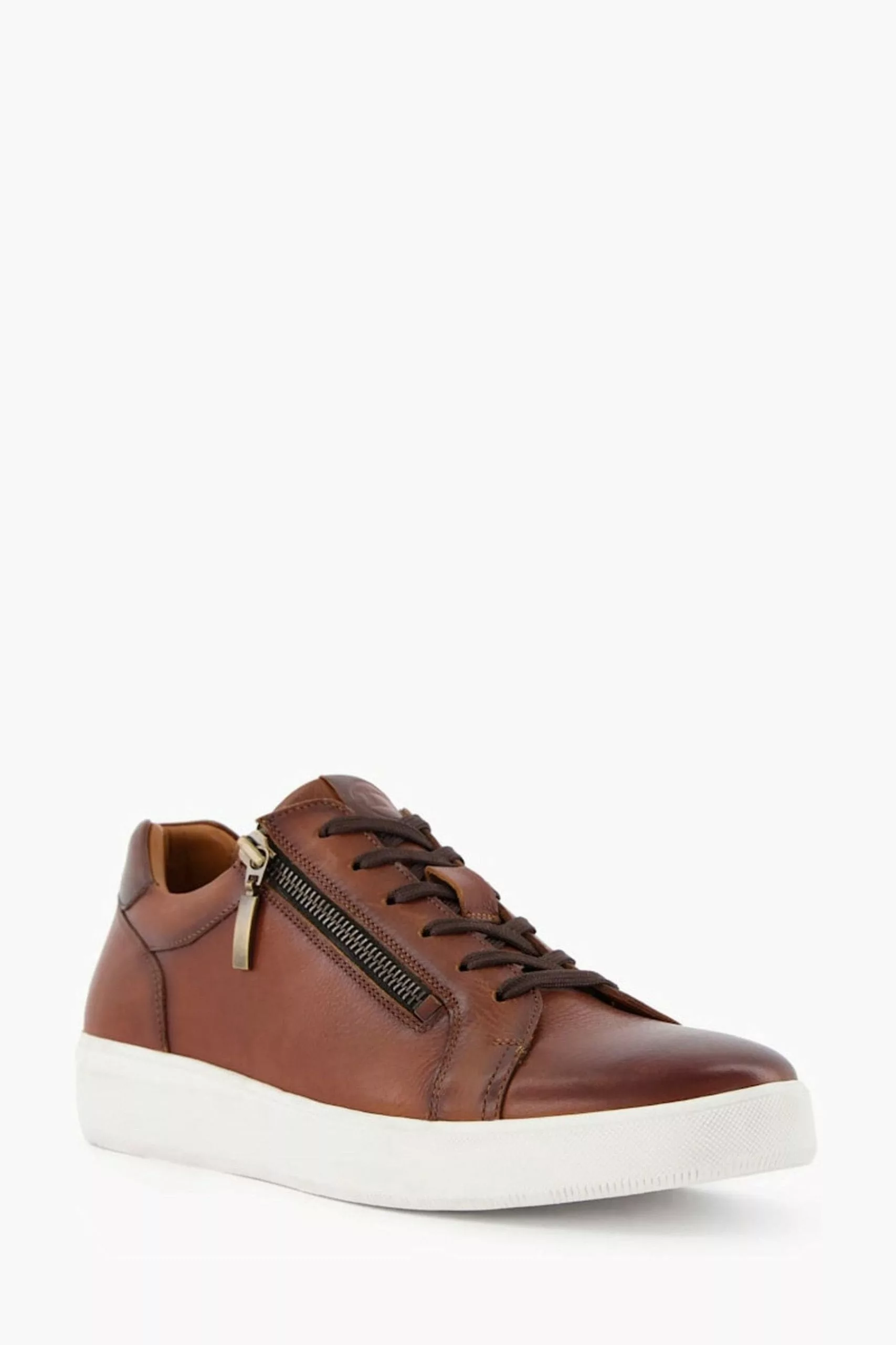 Dune London Brown Tribute Zip Detail Cupsole Trainers 4 Dune London Brown Tribute Zip Detail Cupsole Trainers - Image 2