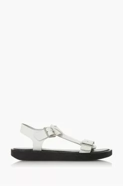 Dune London Langlie T Chunky Buckle Flat Sandals