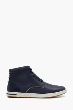 Dune London Blue Visit Collared Hitop Trainers