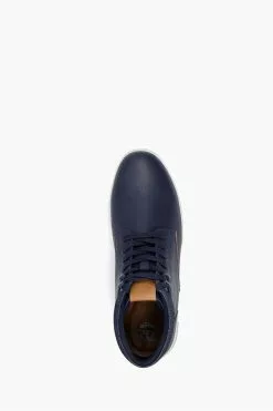 Dune London Blue Visit Collared Hitop Trainers -Style Sole Zone U56332s4