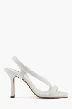 Dune London White Marbled Square Toe Heeled Slingback Sandals