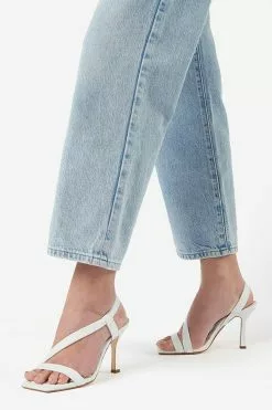 Dune London White Marbled Square Toe Heeled Slingback Sandals -Style Sole Zone U56377s5