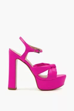 Dune London Pink Mineli Knot Platform Sandals