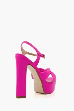 Dune London Pink Mineli Knot Platform Sandals -Style Sole Zone U56401s3