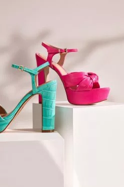 Dune London Pink Mineli Knot Platform Sandals -Style Sole Zone U56401s7