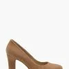 Dune London Ashen Brown Comfort Mid Block Heel Court Shoes -Style Sole Zone U56407s