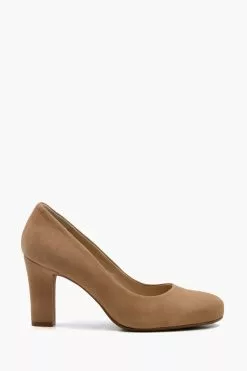 Dune London Ashen Brown Comfort Mid Block Heel Court Shoes