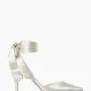 Dune London Daliah White Satin Ankle Tie Wedding Shoes -Style Sole Zone U58135s