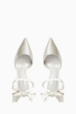 Dune London Daliah White Satin Ankle Tie Wedding Shoes -Style Sole Zone U58135s4