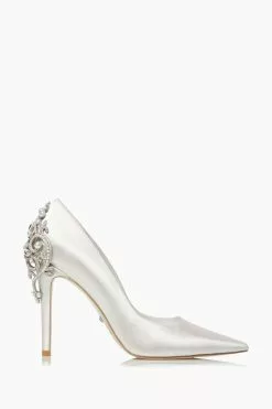 Dune London White Bluebell Embellished Court Shoes