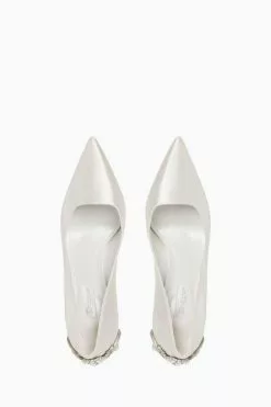 Dune London White Bluebell Embellished Court Shoes -Style Sole Zone U58136s3