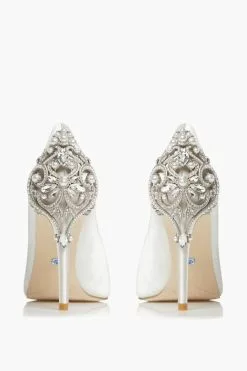 Dune London White Bluebell Embellished Court Shoes -Style Sole Zone U58136s4