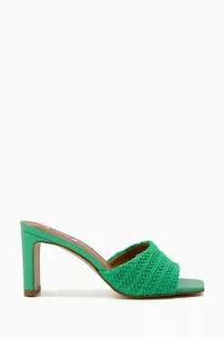Dune London Green March Set Back Heel Mules